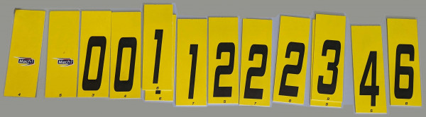 Startnummernsatz 14 tlg. gelb für Nummerntafelhalter